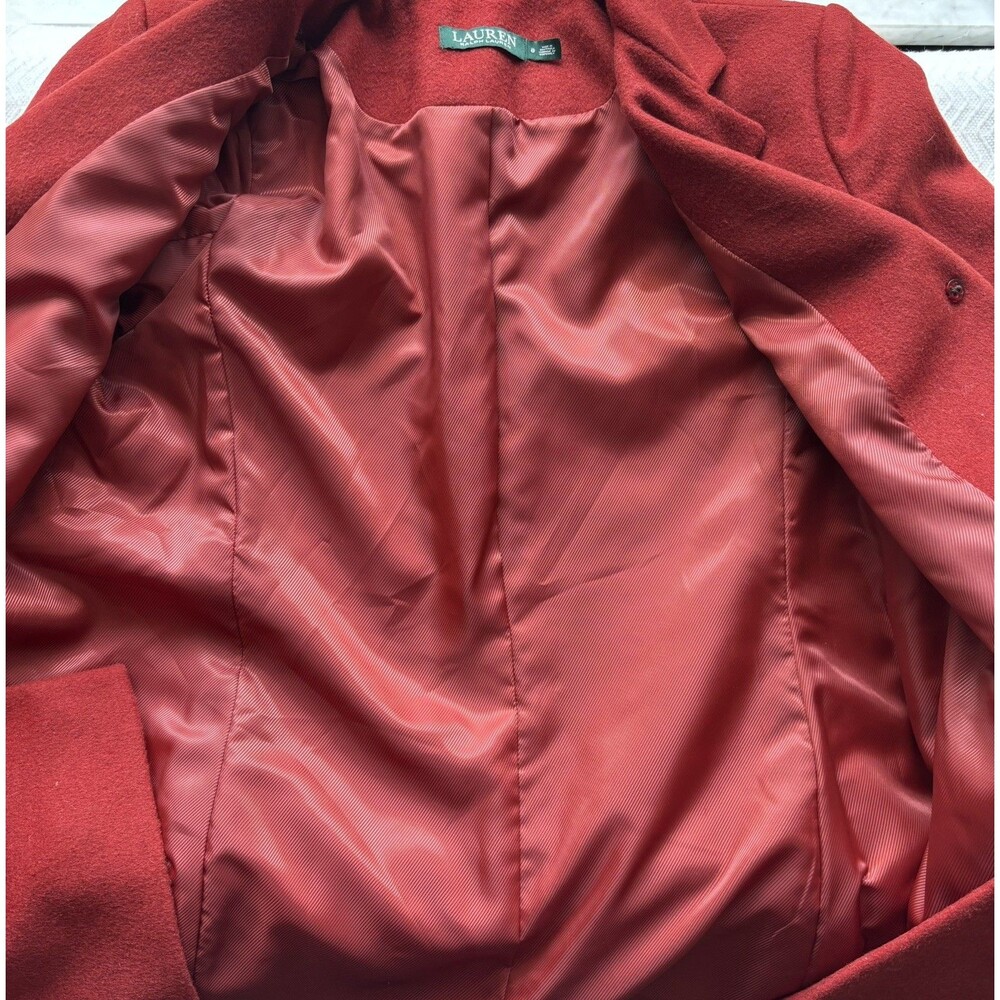 Lauren Ralph Lauren Women's Wool Blend Coat Fully Lined Sienna Red Color Size 8 - Picture 5 of 14